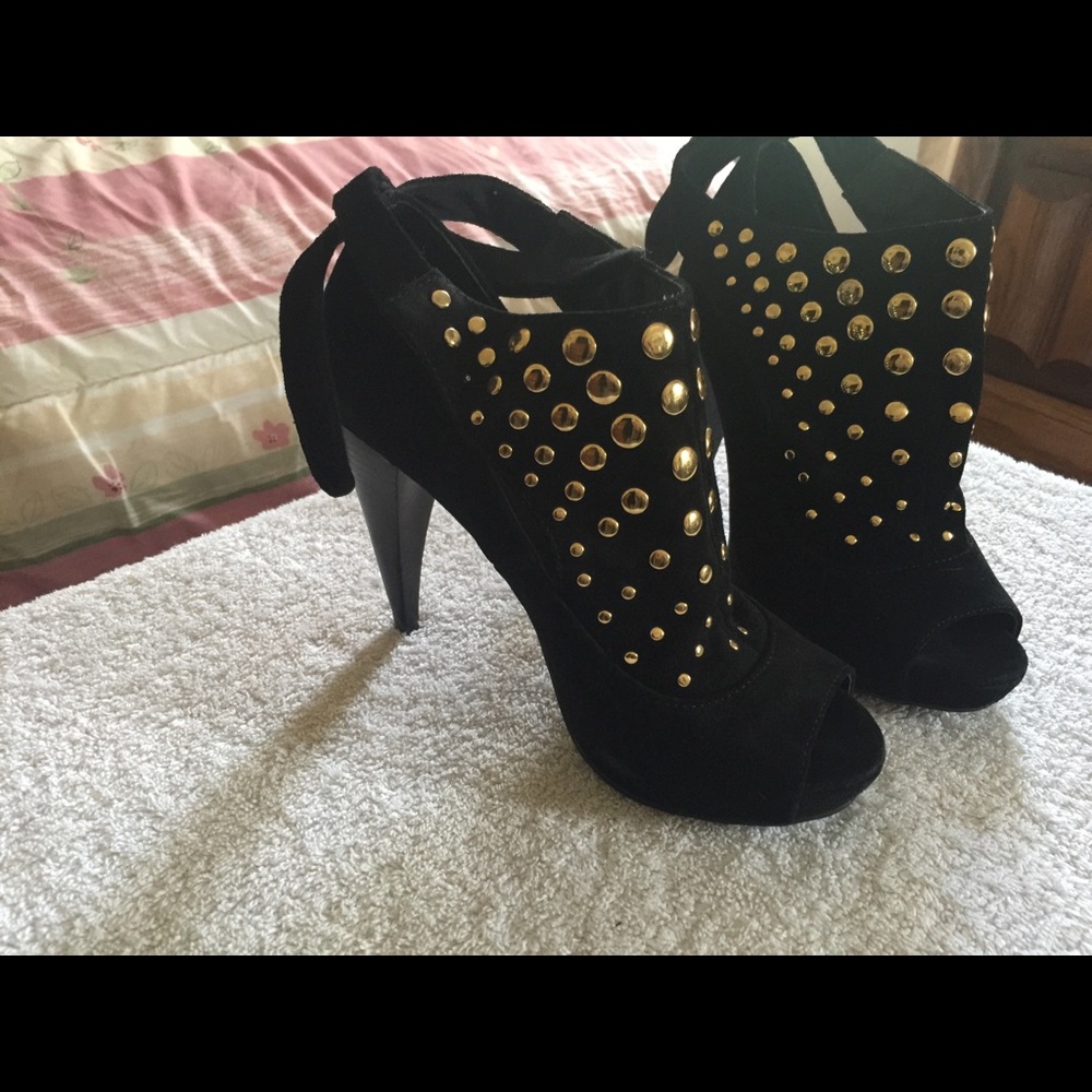 Black Suede gold studded tie back